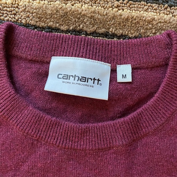 Mens Carhartt Sweater Maroon size M - Picture 2 of 4